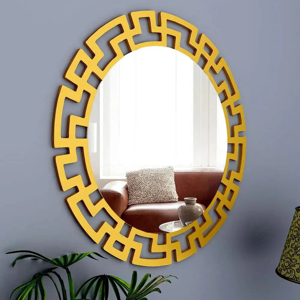 Modern Decorative Golden Finish Round Vanity Mirror
