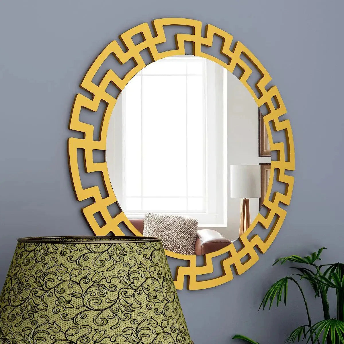 Modern Decorative Golden Finish Round Vanity Mirror