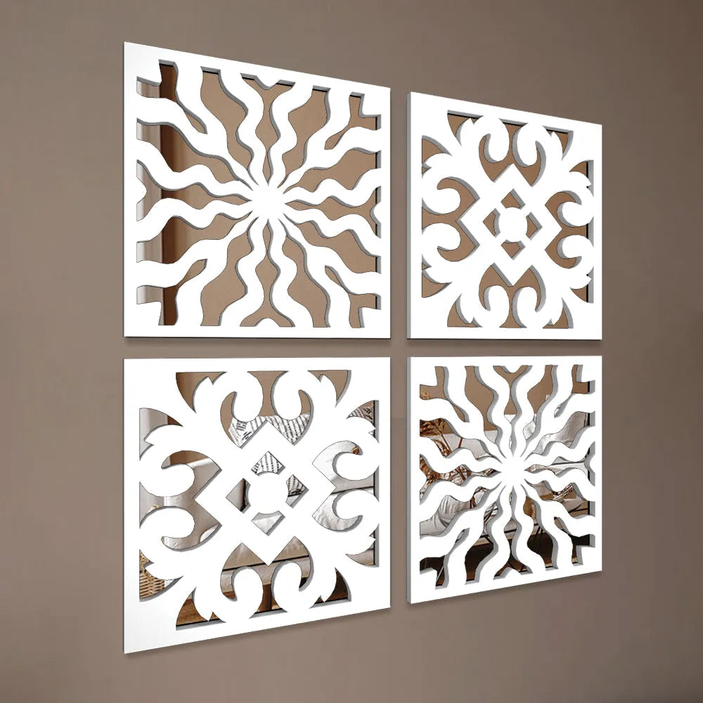 Royal Moroccan Tiles Mirror Wall Art Decorative Mirror- Set of 4