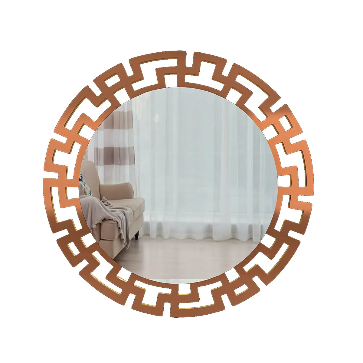 Modern Geometric Designer Copper finish Round Vanity Mirror