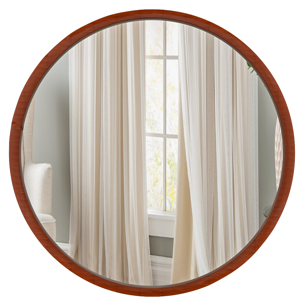Minimalist Walnut (Brown) Finish Wooden Round Wall Mirror