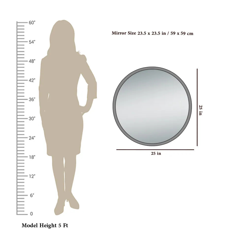 Minimalist Walnut (Brown) Finish Wooden Round Wall Mirror