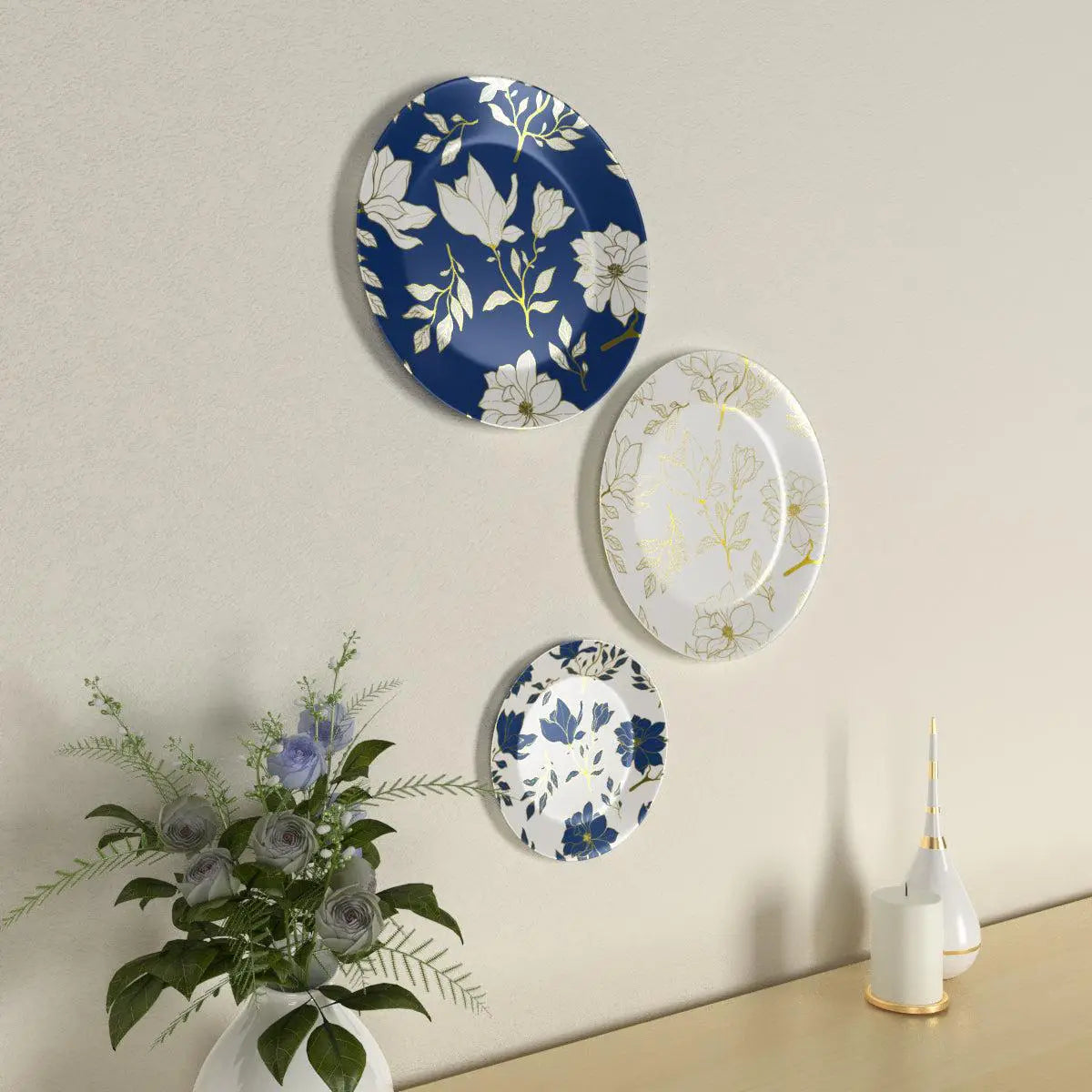 Luxury Floral Design Decorative Wall Plates, Wall Hanging Plate