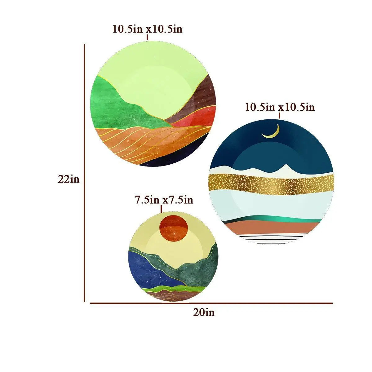 Decorative Wall Plates With Modern Art Scenery Design, Wall Hanging.
