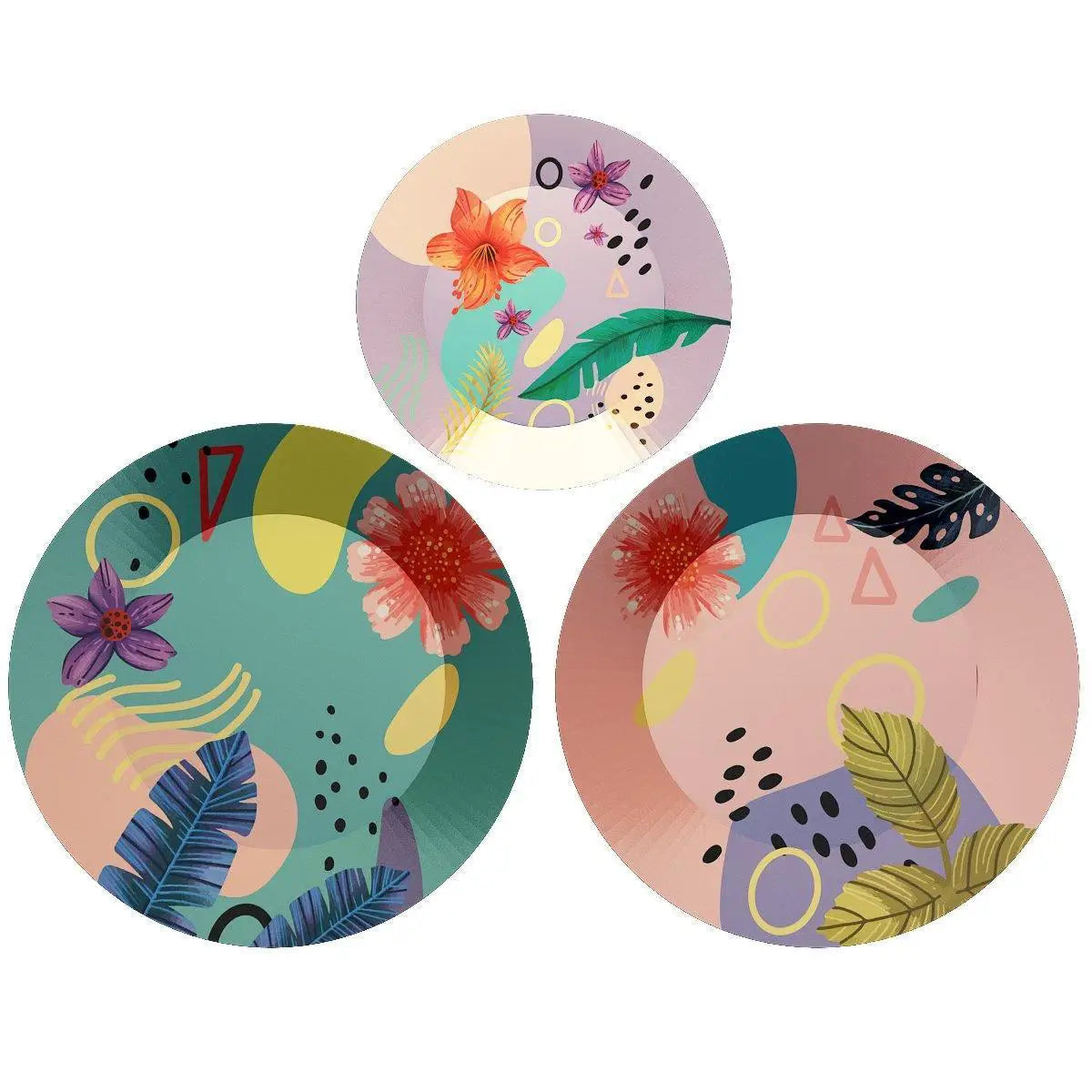 Luxury Wall Plates With Abstract Floral Art Pattern' Decorative Wall Hanging Plates.