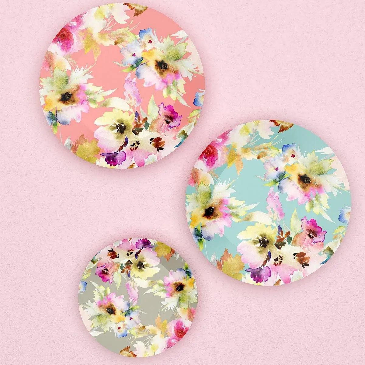 Luxury Floral Design Decorative Wall Plates, Wall Hanging Plate Set