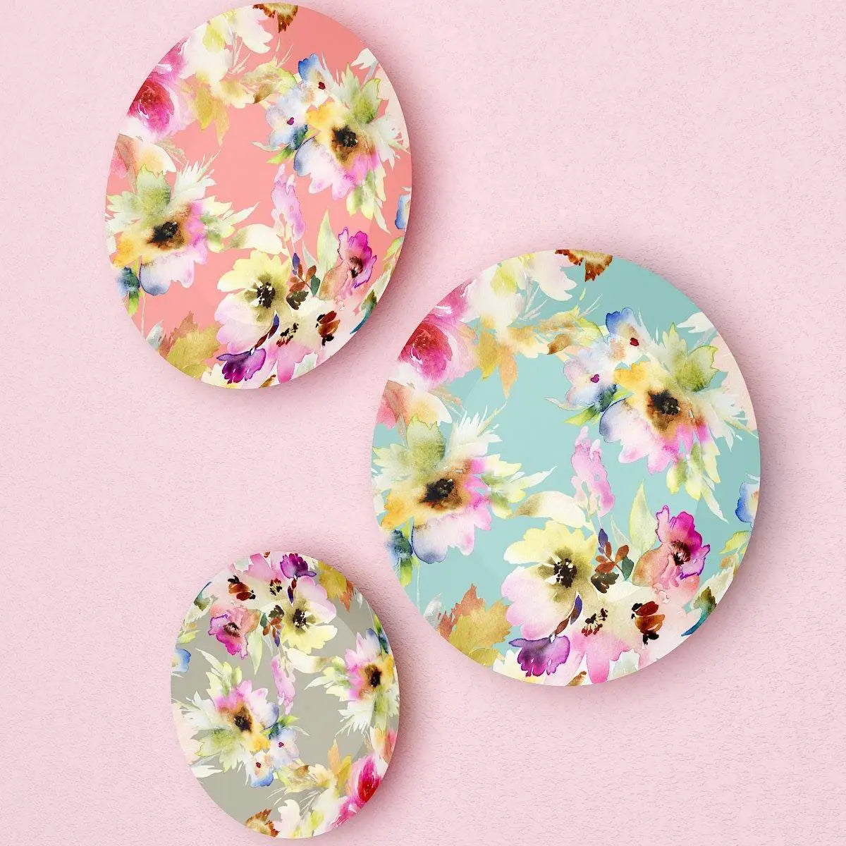 Luxury Floral Design Decorative Wall Plates, Wall Hanging Plate Set