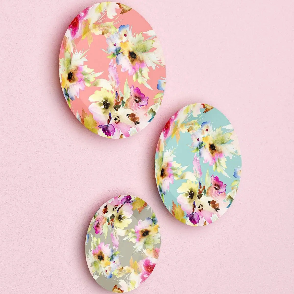 Luxury Floral Design Decorative Wall Plates, Wall Hanging Plate Set