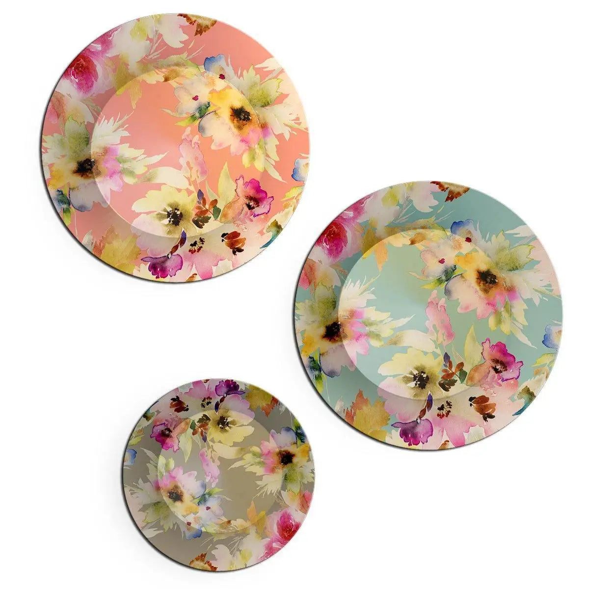 Luxury Floral Design Decorative Wall Plates, Wall Hanging Plate Set