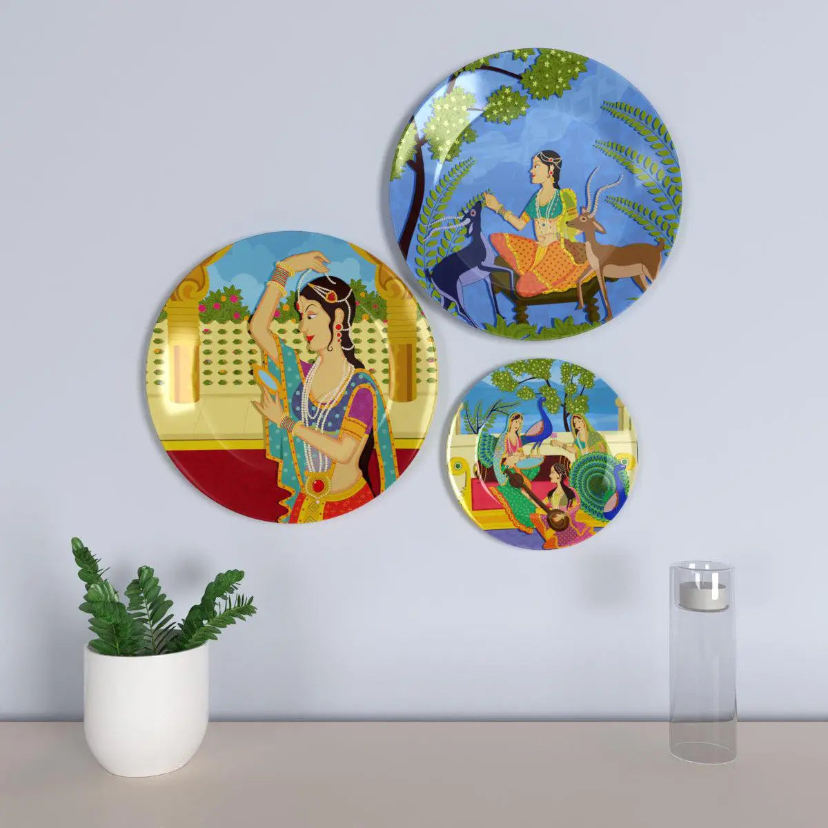 Homscape - Decorative Wall Plates with Beautiful Madhubani Art Wall Hanging Plate