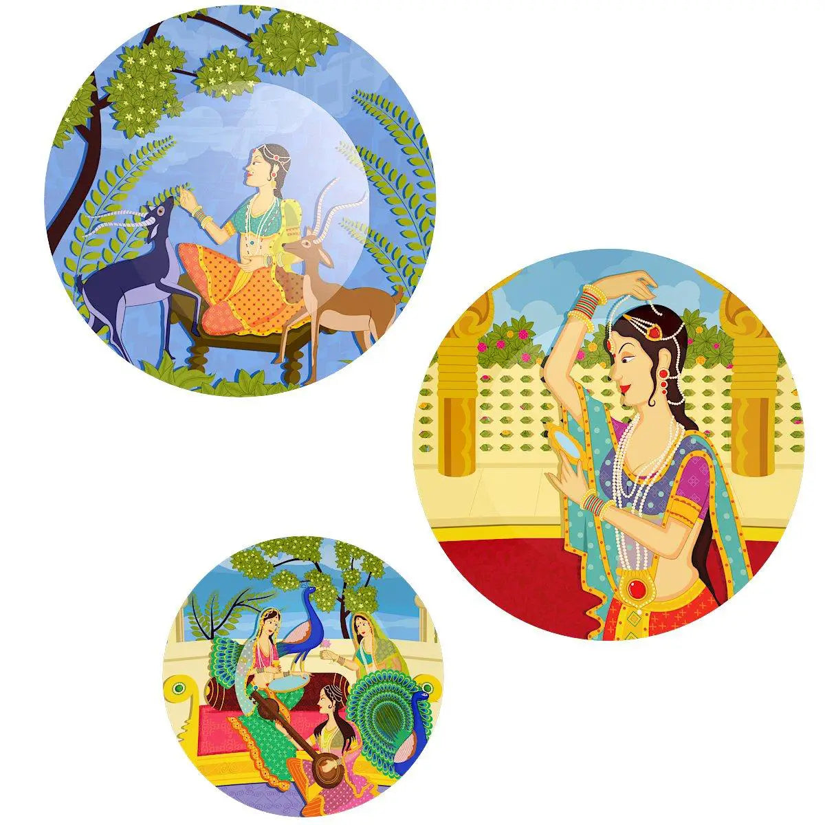 Decorative Wall Plates with Beautiful Madhubani Art Wall Hanging Plate Set of 2