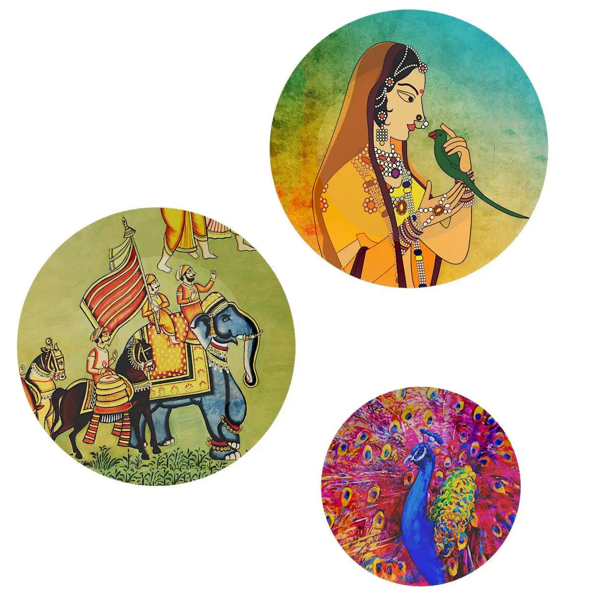 Decorative Wall Plates with Beautiful Madhubani Art Wall Hanging Plate Set of 3