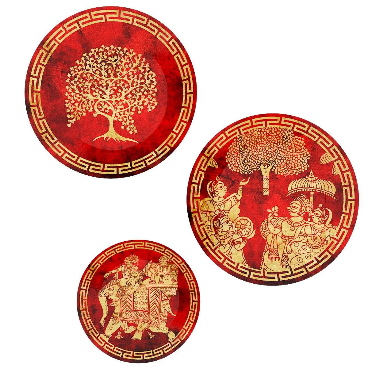 Decorative Wall Plates with Beautiful Madhubani Art Wall Hanging Plate Set of 4