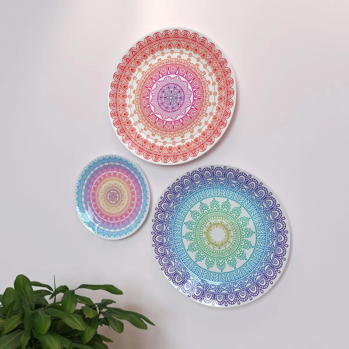 Decorative Wall Plates with Beautiful Multi Color Mandala Art Wall Hanging Plate Set of 1