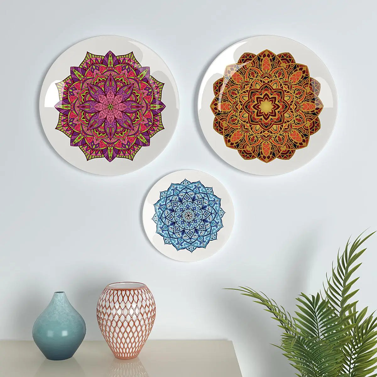 Homscape - Decorative Wall Plates with Beautiful Mandala Art Wall Hanging Plate