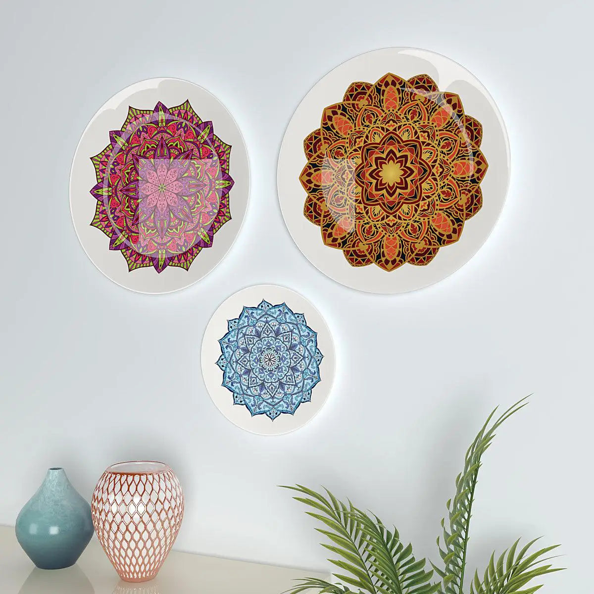 Decorative Wall Plates with Beautiful Mandala Art Wall Hanging Plate Set of 2