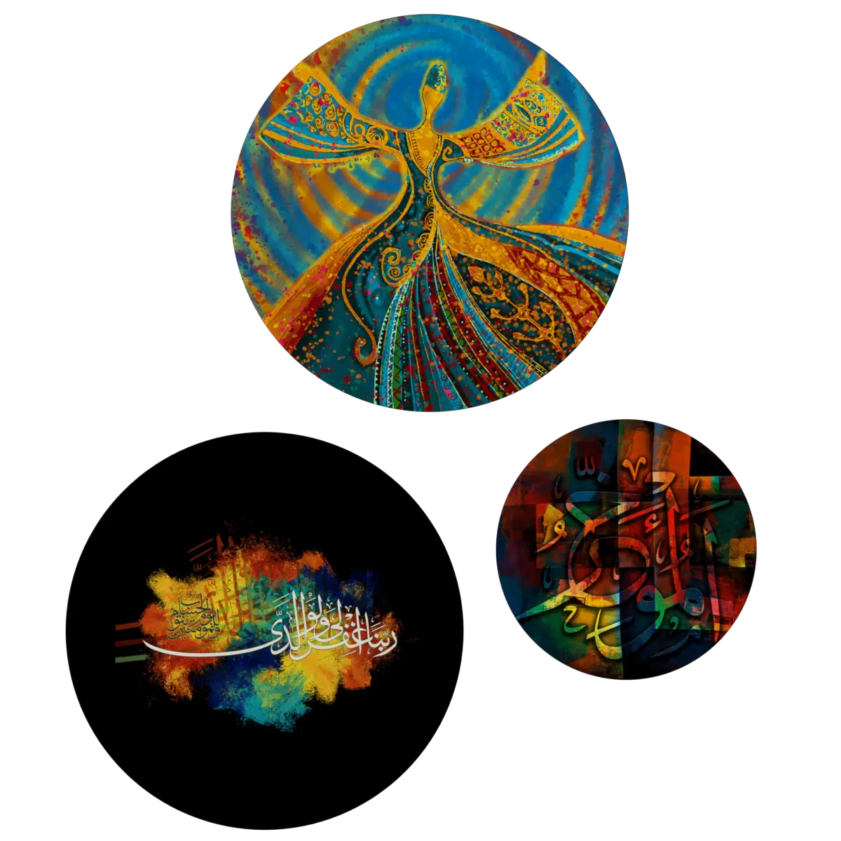 Decorative Wall Plates In Sufiayana Trance Design Set Of 3
