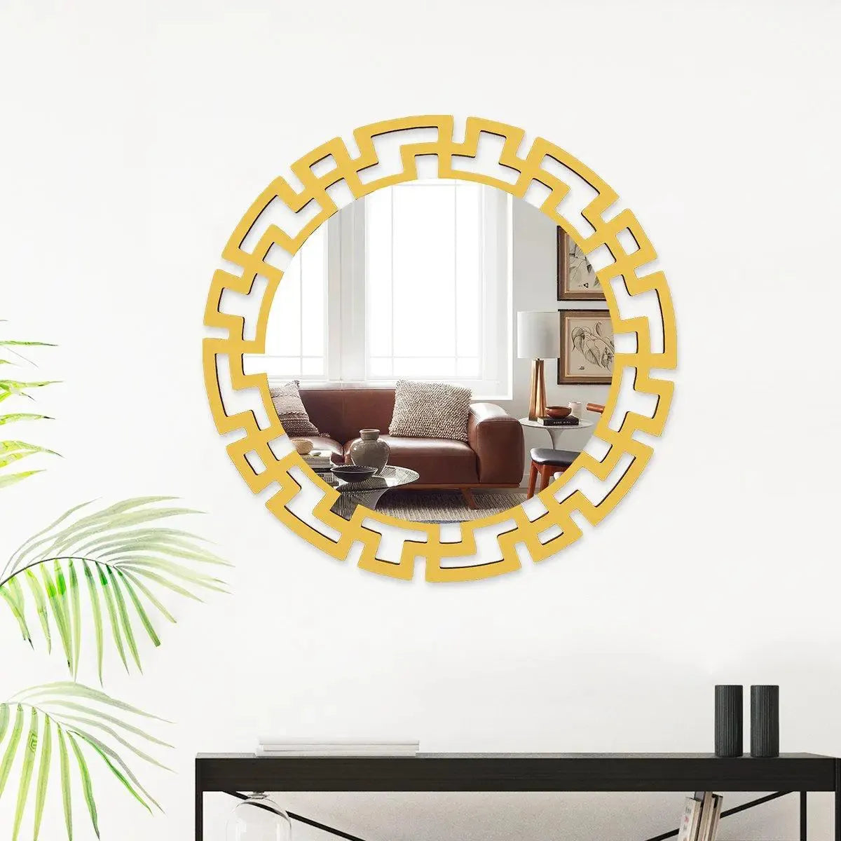Modern Decorative Golden Finish Round Vanity Mirror
