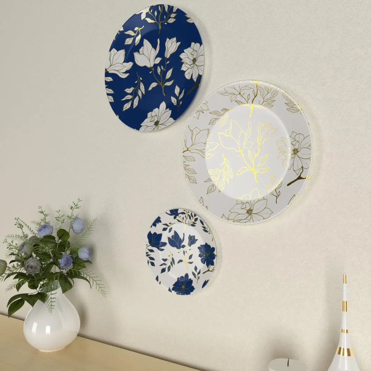 Luxury Floral Design Decorative Wall Plates, Wall Hanging Plate