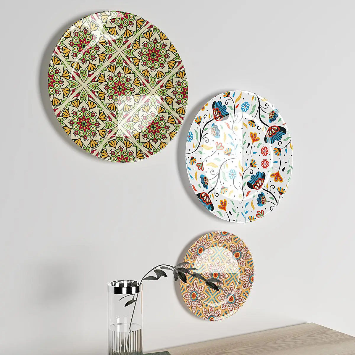Luxury Decorative Wall Plates With Floral Art, Wall Hanging.