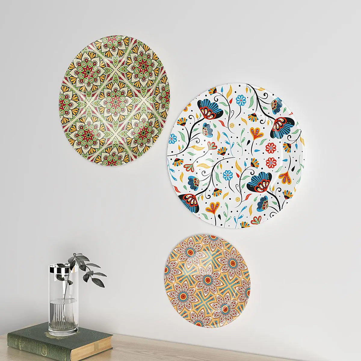 Luxury Decorative Wall Plates With Floral Art, Wall Hanging.