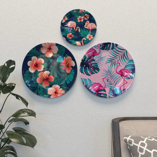 Homscape - Luxury Wall Plates Flamingos Art Pattern Design, Wall Hanging.