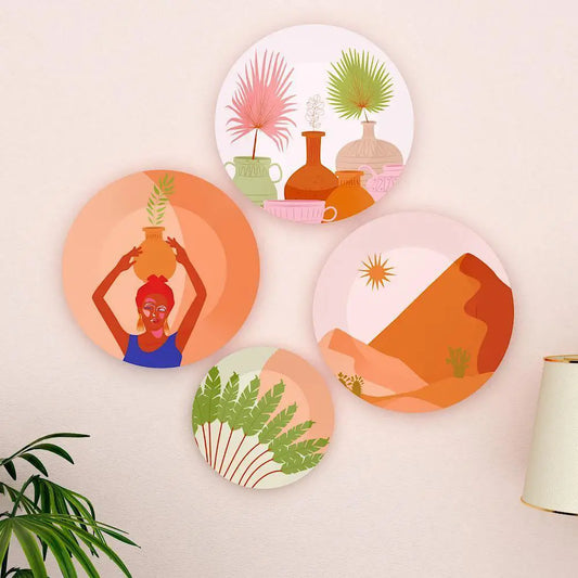 Homscape - Luxury Finish Decorative Wall Plates With Different Scenery Art , Wall Hanging Plate