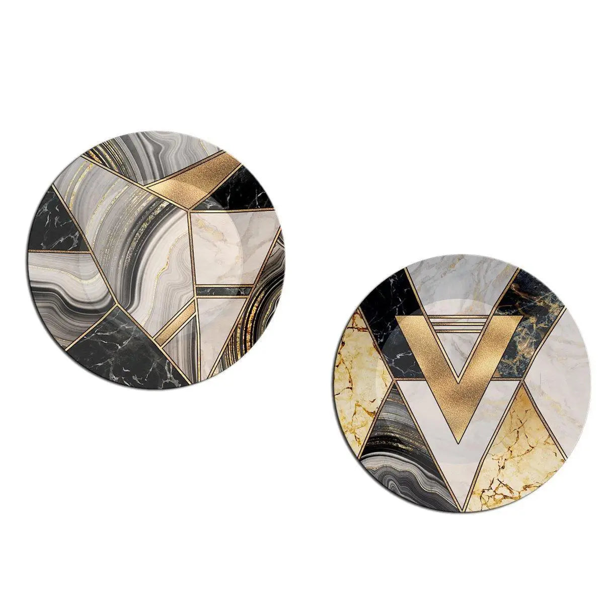Luxury Decorative Wall Plates With Marble Texture Geometric Art, Wall Hanging.