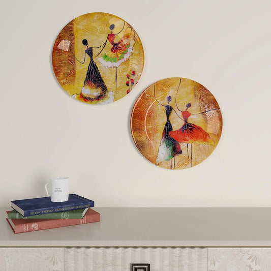 Homscape - Luxury Decorative Wall Plates With Ballerina Dancing Girl Design, Wall Hanging Plate