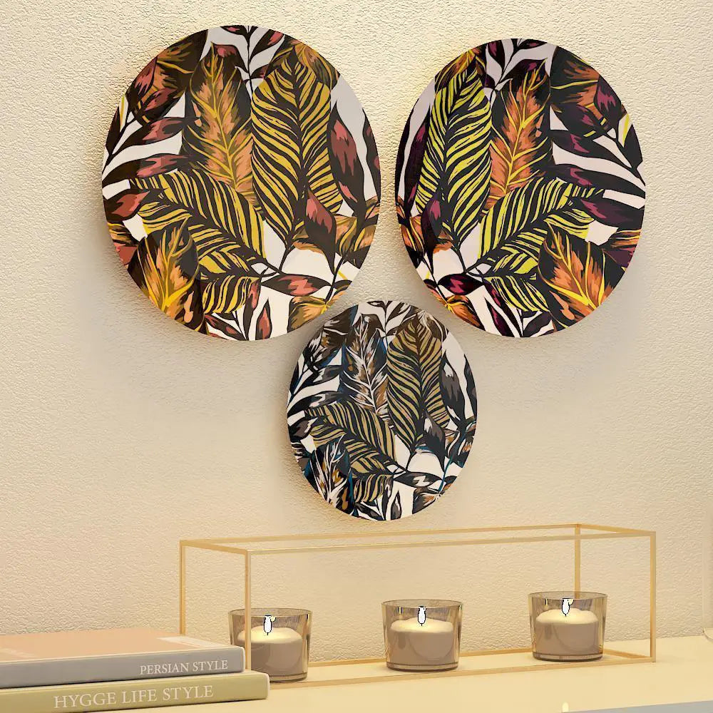 Luxury Decorative Wall Plates With Leaves Art Pattern Design, Wall Hanging.