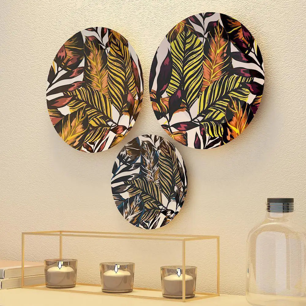 Luxury Decorative Wall Plates With Leaves Art Pattern Design, Wall Hanging.
