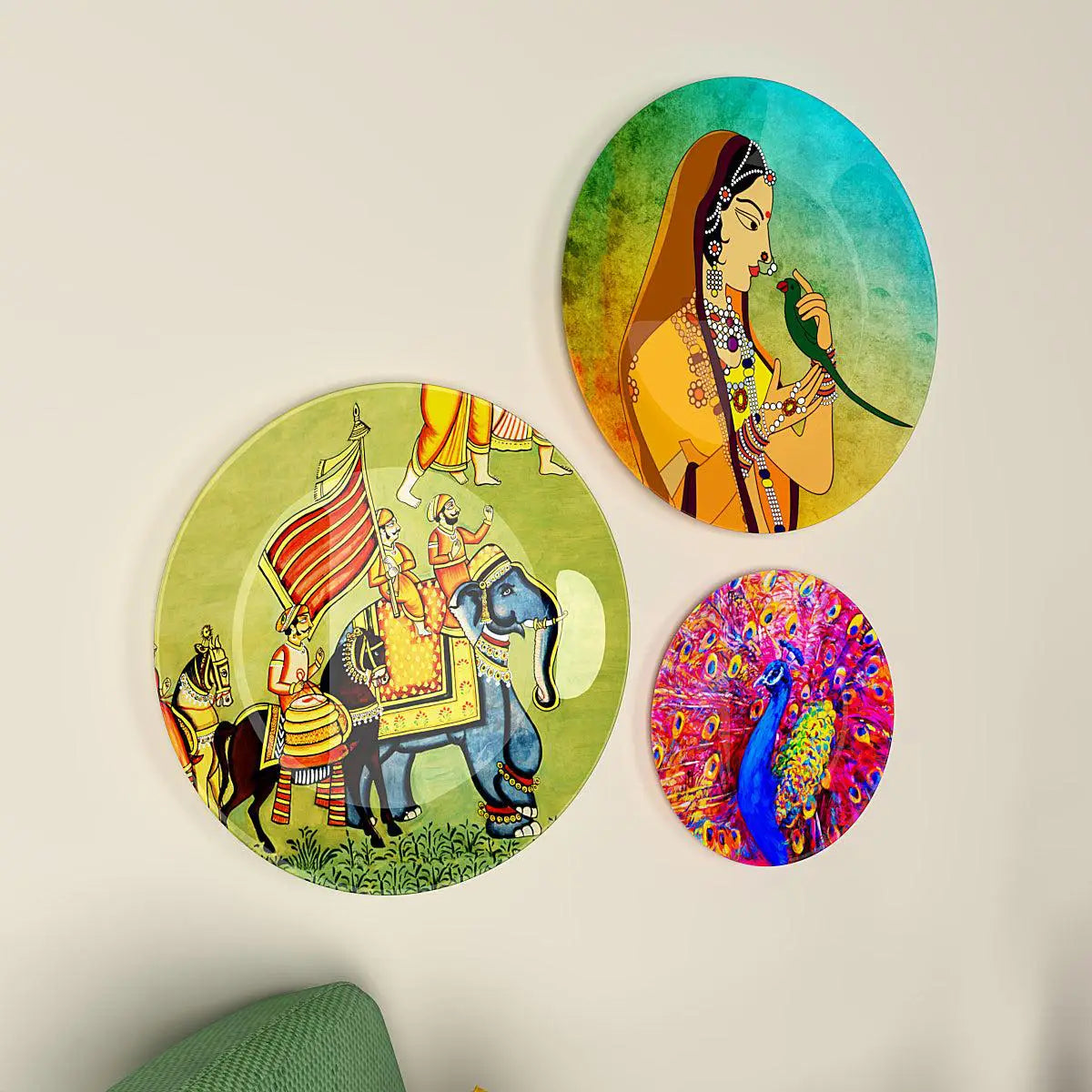 Decorative Wall Plates with Beautiful Madhubani Art  Wall Hanging Plate Set of 3