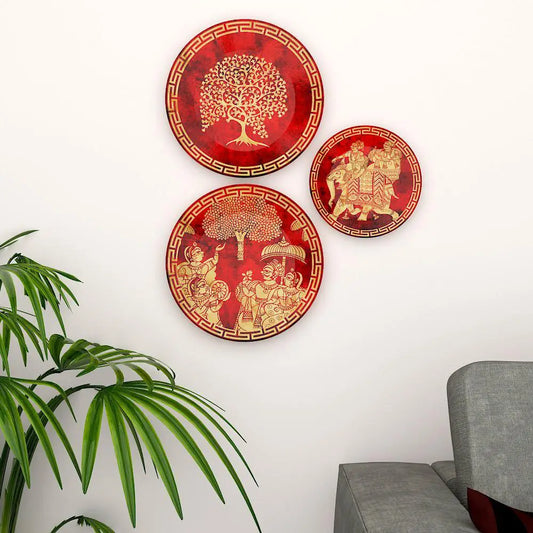 Homscape - Decorative Wall Plates with Beautiful Madhubani Art Wall Hanging Plate