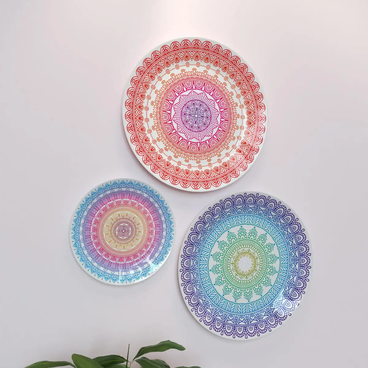 Decorative Wall Plates with Beautiful Multi Color Mandala Art Wall Hanging Plate Set of 1